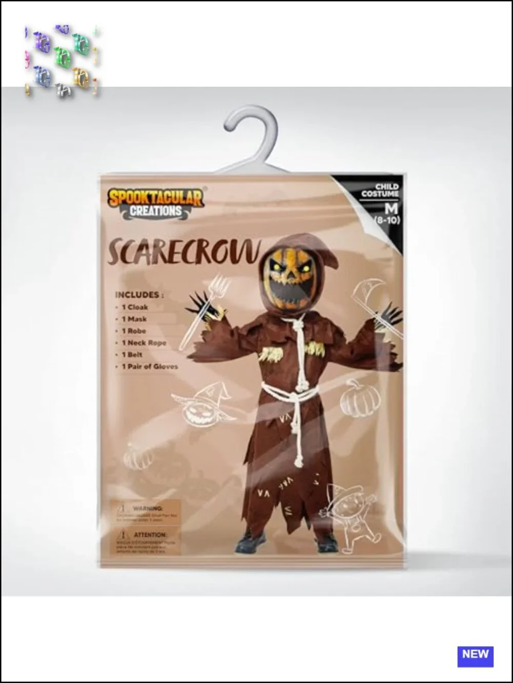 Kids Scary Scarecrow Halloween Costume with Pumpkin Mask, Boys Halloween Outfit